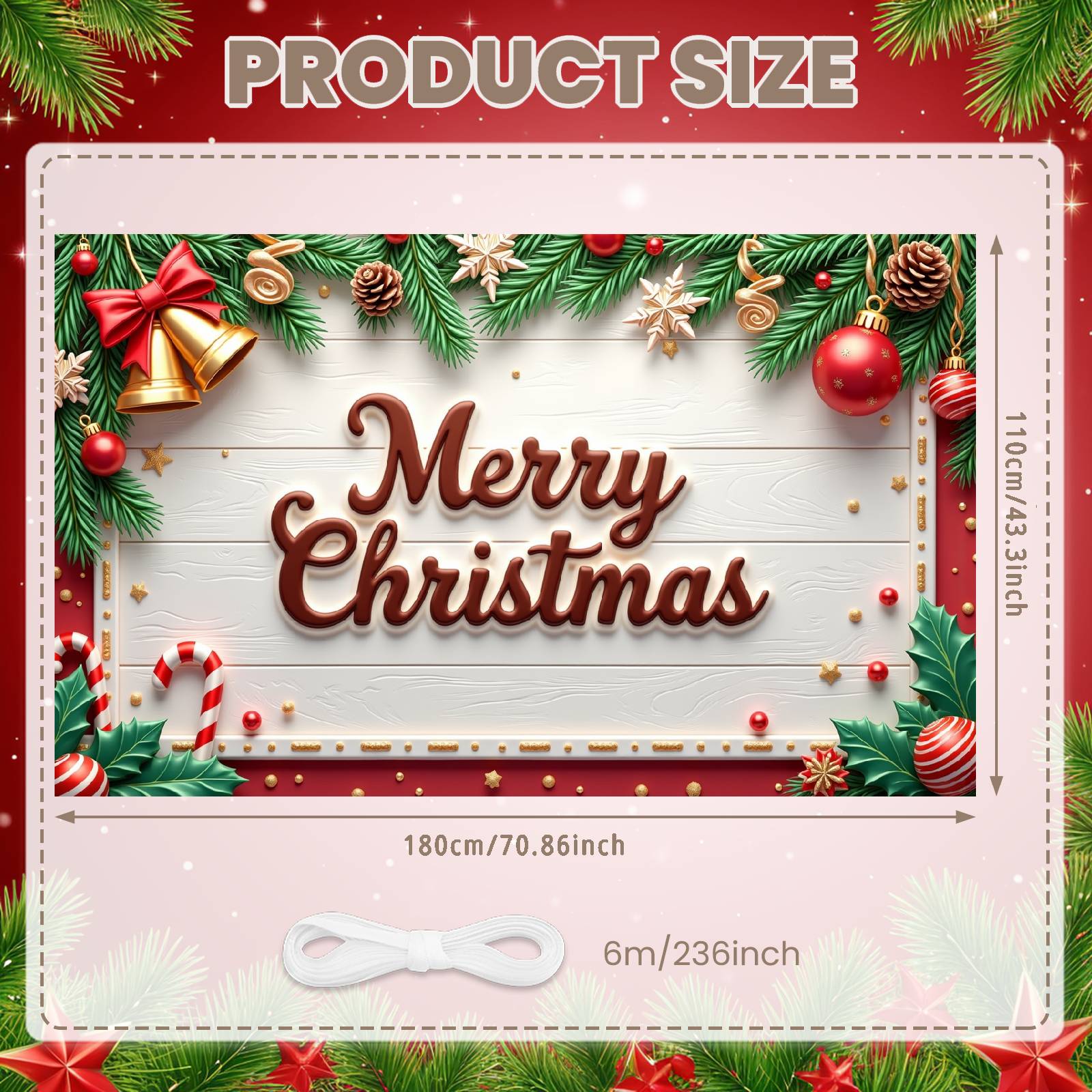 

Merry Christmas Banner Holly Leaves Christmas Event Backdrop Holiday Background Red Green Winter Backdrop For Festive Gathering