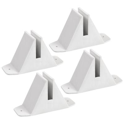 4Pcs White Plastic Fence Support Base Anti Tipping Garden Fence Stand Support With Fixing Holes Sturdy Fence Parts Outdoor