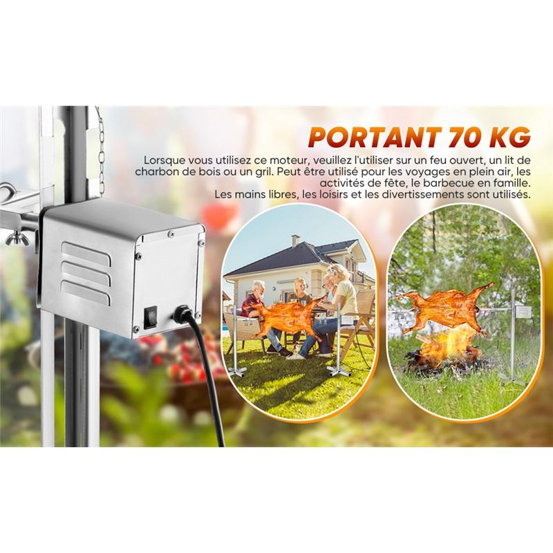 Grill Roaster Electric Motor Goat Pig Chicken BBQ Spit Rotisserie Outdoor Barbecue Accessories SP-S40 Stainless Steel