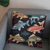 2D Stylish Koi Fish Pattern Decorative Pillow Cover Pattern Cushion Cover Suitable For Sofa Bedroom Car Pillow Cover