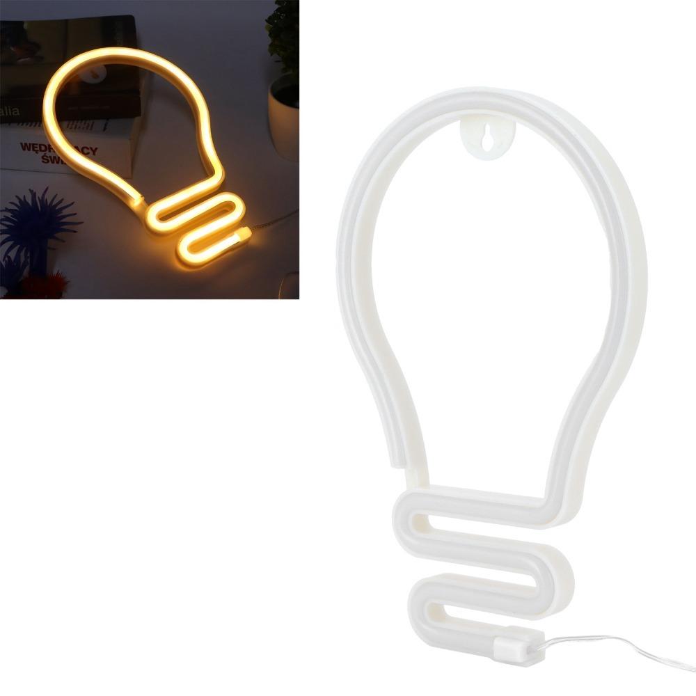USB or Battery Powered Neon Light Bulb Shape Neon Wall Light Colorful Neon Sign  Indoor Decor жёлтый