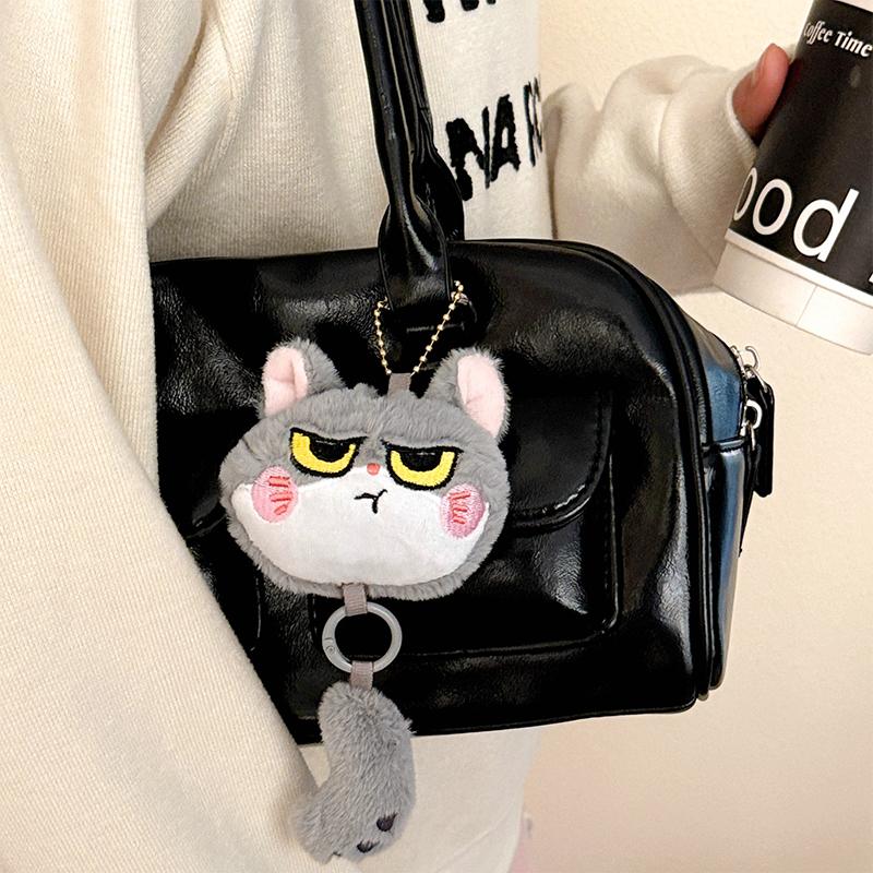 Cute Long-Tailed Kitten Plush Doll Pendant Cartoon Stuffed Doll Keychain Bag Charm Backpack Hanging Decoration Key Holder