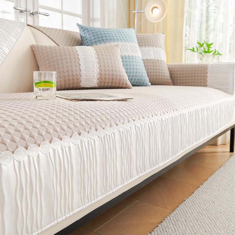 Ice Silk Sofa Cushion Summer Mat Cushion  New Simple Premium Cool Doudou Non-Slip Cover Cloth Towel Cover