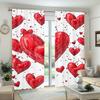 2pc Valentine's Day Red Heart Printed Curtains   Polyester Fabric   Machine Washable   Suitable for Living Room Bedroom Decoration