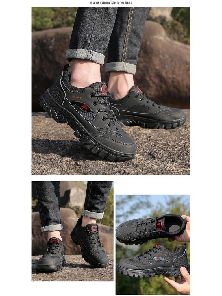 Marken Herren Herbst/Winter Sneaker - Mittelalterlicher Papa Walking- & Wanderschuhe, Schwarz