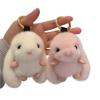 Cute Rabbit Keychain Ring Fluffy Fur Pompon Bunny Trinket Key Chain Charm Key Ring On Bag Car Key Pendant Gift for Girl