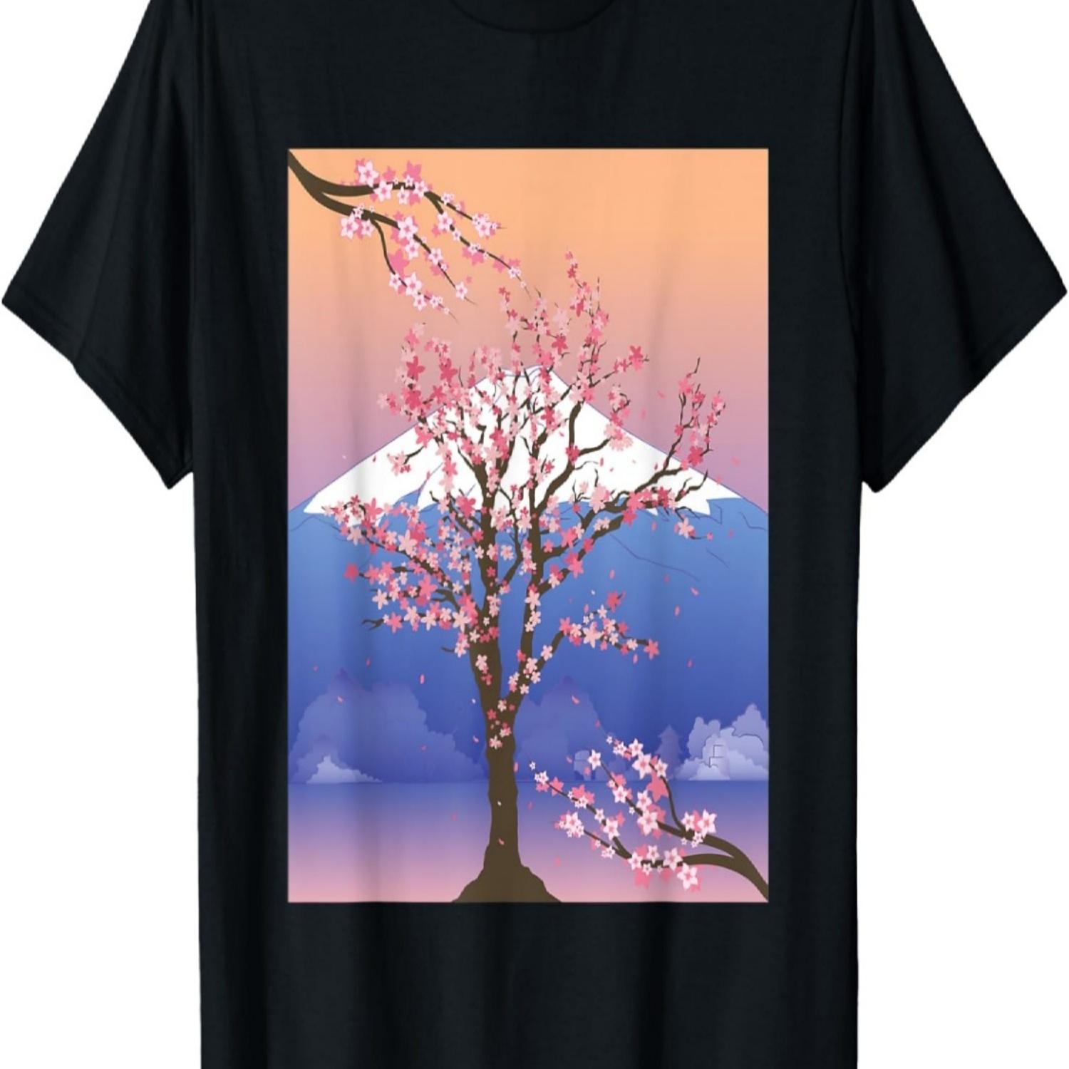 Mountain Pretty Sakura Tree Japan Flower Cherry Blossom T-Shirt S чёрный