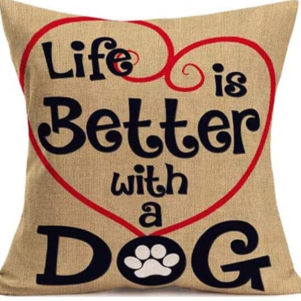 

Pet Linen Peach Leather Velvet Pillow Cover Dog Letter Printing Pillow Cushion Cover Living Room Car Premium Durable 45 * 45Cm (without pillow core)