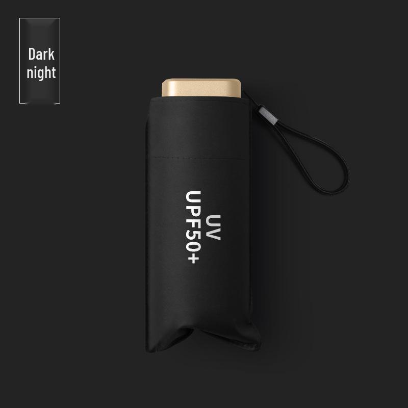 Compact Five-Fold Umbrella: Portable Pocket Sun Capsule with Black Glue Sunscreen, Ultra-Light for Sun and Rain.