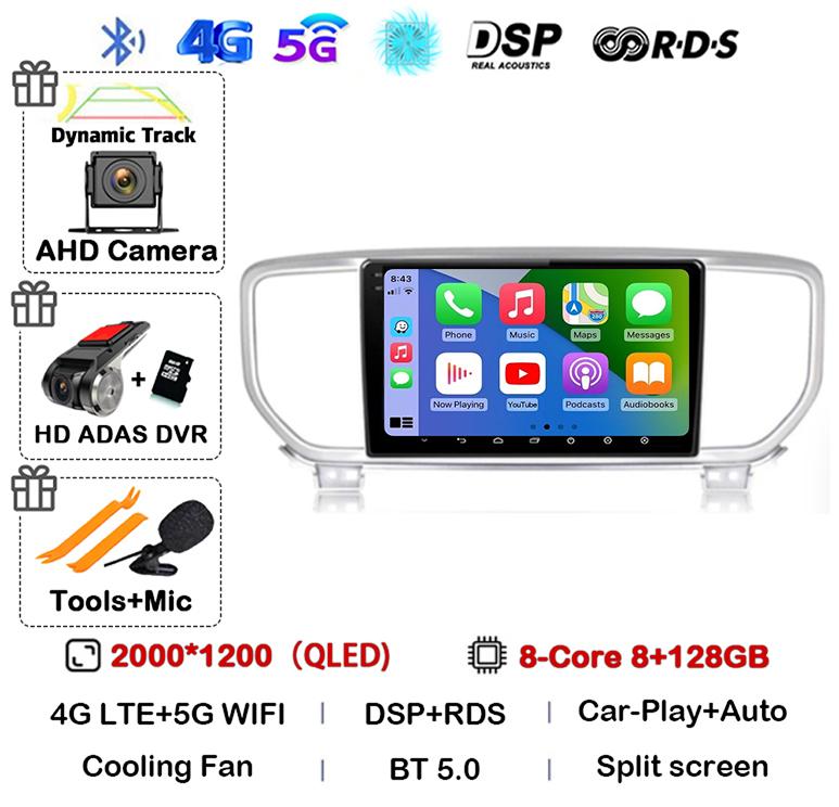 Android 13 Auto Carplay WIFI+4G For Kia Sportage 4 QL 2018 2019 2020-2025 Car Radio Multimedia Video Player Stereo 360 Camera BT