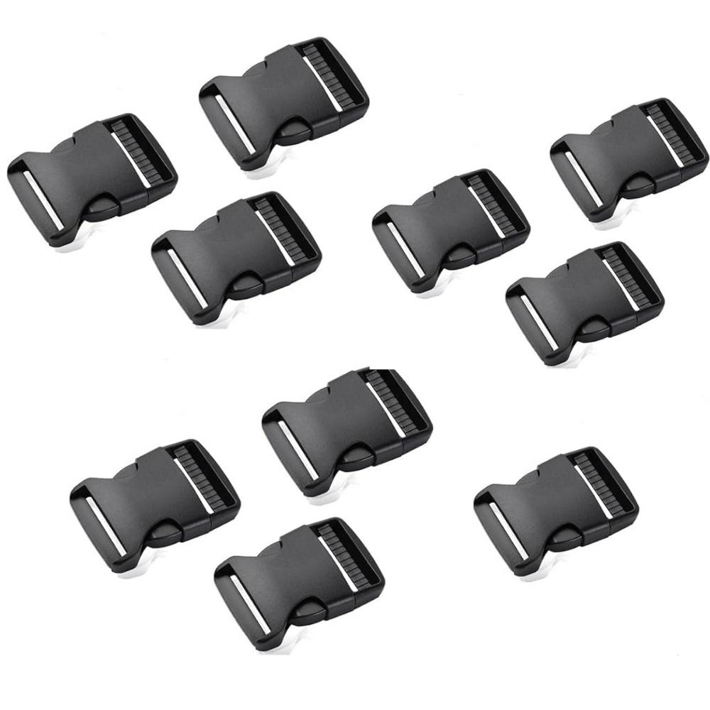 10Pcs Plastic Side Release Buckles, Quick Release Strap Replacement Fittings For DIY Backpack, Dog Collar & Webbing Strap Making, Black
