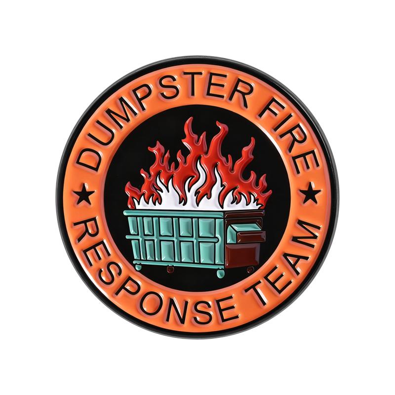 Эмалированные значки «Команда реагирования на мусорный пожар» Круглые значки-пуговицы Значки на лацкан Персонализированные украшения Подарок для детей Друзей