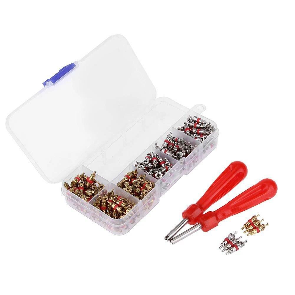 242pcs Tyre Copper Valve Stem Core Part Valve Core Wrench Car Truck Tire Tyre Valve Stem Core Part Replacement Herramientas