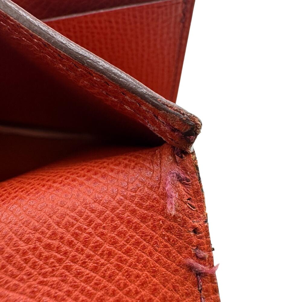 HERMES Long Wallet Tri-fold Epsom Bearn Dupri Purse Orange Epsom Women Used