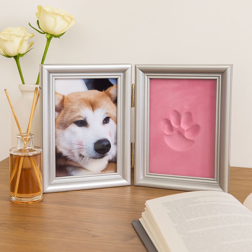 Metal Buckle Paw Print Memorial Frame Foldable Pet Handprint Shadowbox  DIY Craft Project