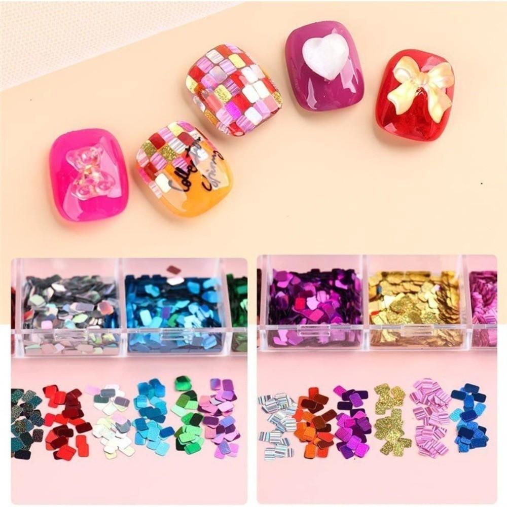 Laser Shiny Nail Glitter Flakes 12-Grid Nail Decoration Accessories  French Manicure
