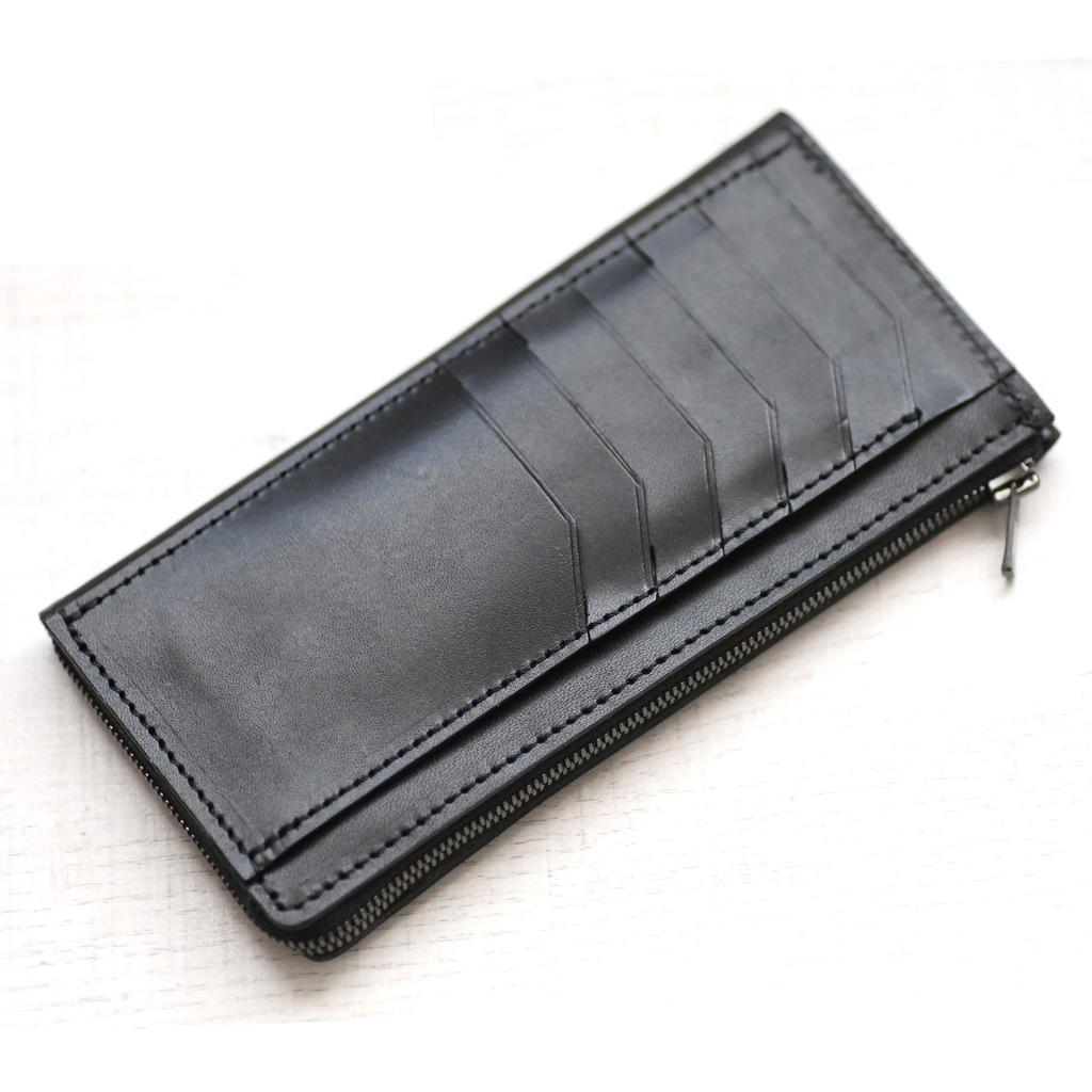 Portefeuille long zippé FRAGMAN extra petit fait main au Japon Cuir Tochigi cuir véritable cuir naturel La taille s'adapte parfaitement à la paume de votre