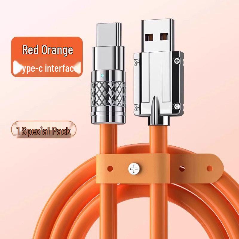 120W Fast Charging Zinc Alloy Data Cable for Apple, Huawei, and Type-C Android Phones.