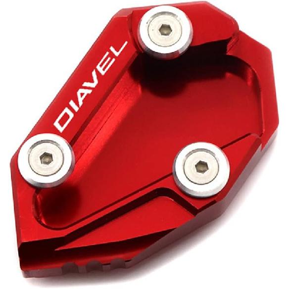 Motorcycle Foot Stand Side Enlarger Kickstand Stand Extension Plate Pad Compatible with Ducati Diavel 1200 2010-2017 (Red)