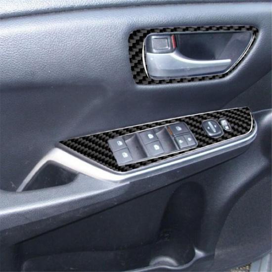 8Pcs Carbon Fiber Interior Door Control Kit Cover Trim For Toyota Camry 2015-17