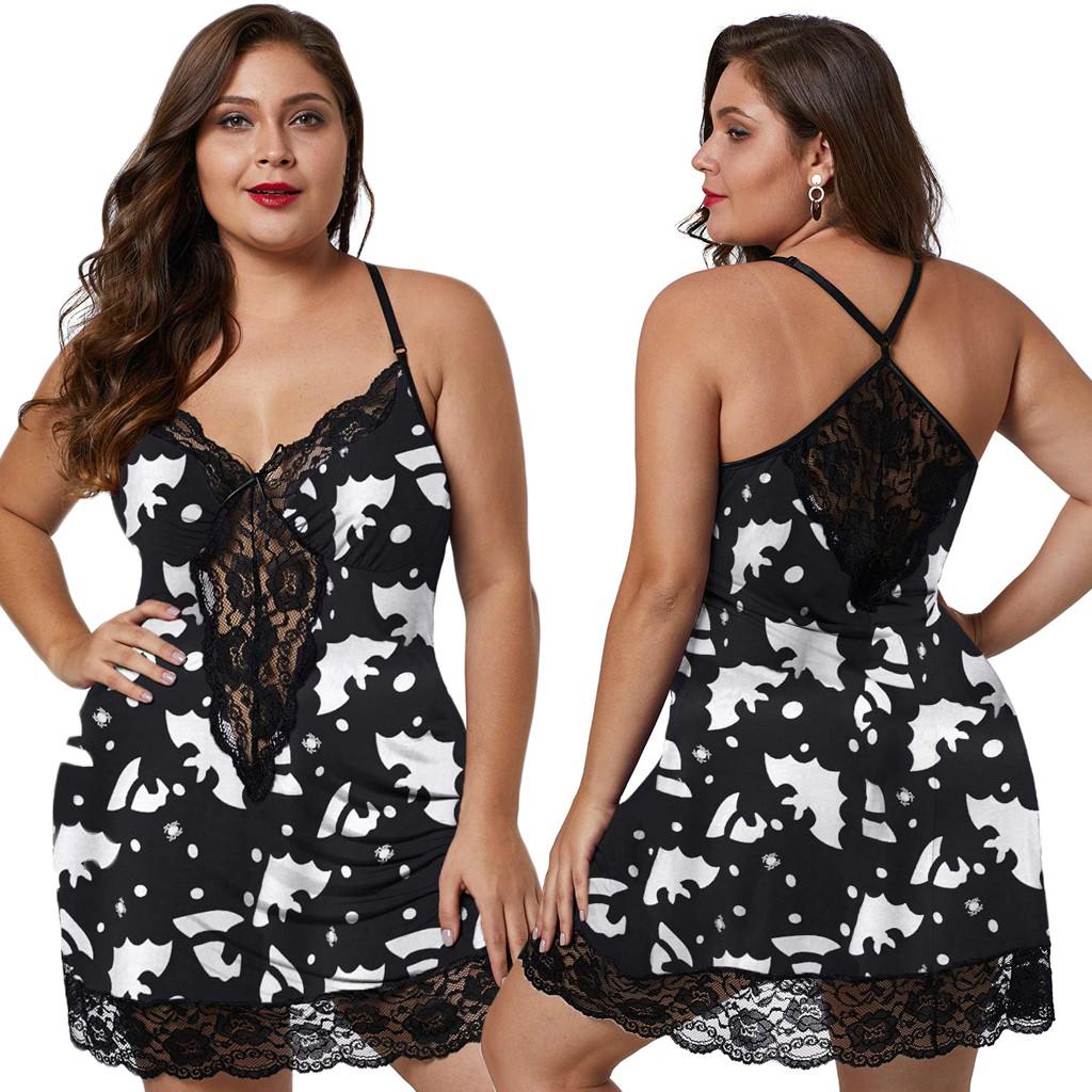 

Women Lace Lingerie Deep V-Neck Sleepwear Underwear Dress G-string Nightdress XL