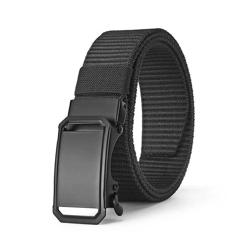 Men's Tactical Canvas & Nylon Woven Belt with Leather Trim - Elastic and High-End Accessory