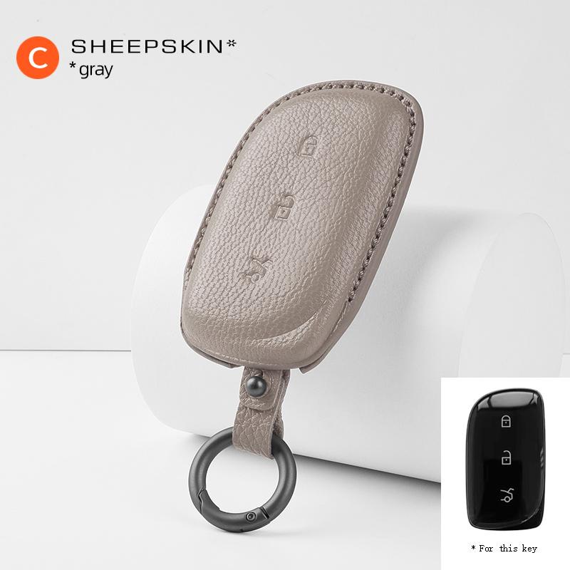 For LYNK CO Z20 2025 Goatskin Car Key Bag Case Wallet Holder Key Cover Key Chains For LYNK&CO Z20 Car Accessories