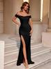 Elegante Vestido de Noche Adelgazante – Sexy Abertura Estilo Socialité para Mujer
