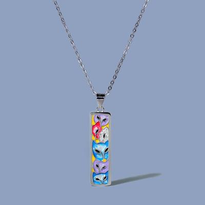 Creative 925 Silver Ladies Necklace Cute Fox Unique Pendant Handmade Enamel Ladies Fashion Jewelry Sweater Chain