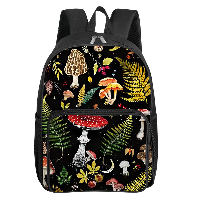 Jungle Paddestoelen Patroon Vierkante Voorvak Rugzak voor Jongens en Meisjes Beste Cadeaus 2D Platte Cartoon Schooltassen voor Kinderen