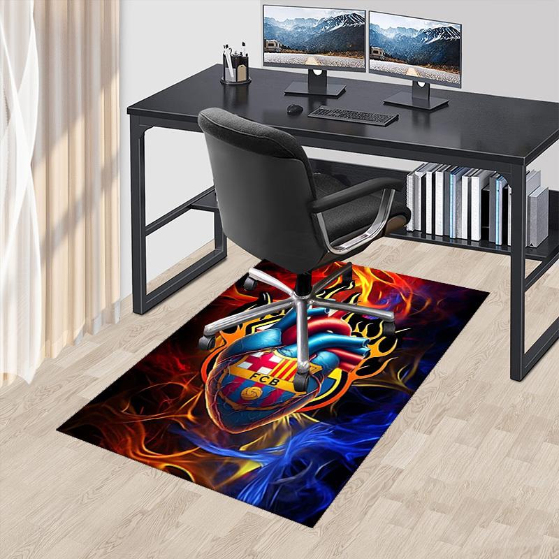 

1pc Barcelona FC Heart with Flames Chair Mat Anime Cartoon Design Office Chair Pad Non Slip Carpet for Home Decor 60cm by 90cm