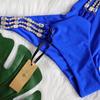 2022 Rhinestone Metal Women's Bikini - Sexy Two-Piece Solid Color Tie-Up Swimsuit for Resort Wear.