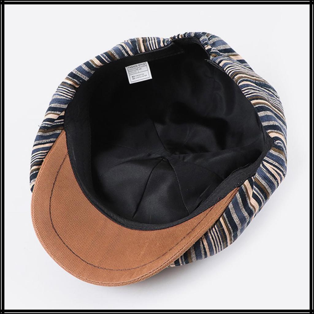 Striped Newsboy Cap Hat Running Outdoor CA742 [White Fang] Men's Women's (Blue)