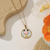 304L Stainless Steel Necklace with Enamel Fish Pendant - Gold & Silver Two-Tone Design
