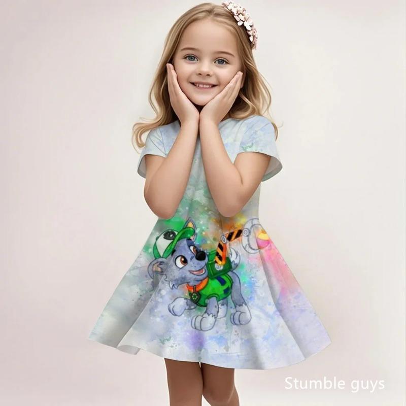 Summer Girls Cute Dress Paw Patrol Cartoon Print Casual Fashion 110