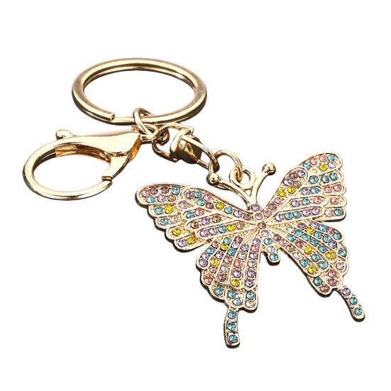 

Keychain Pendant Sparkling Rhinestones Butterfly Charm Key Chain with Lobster Clasp Electroplated Key Holder Bag Accessory