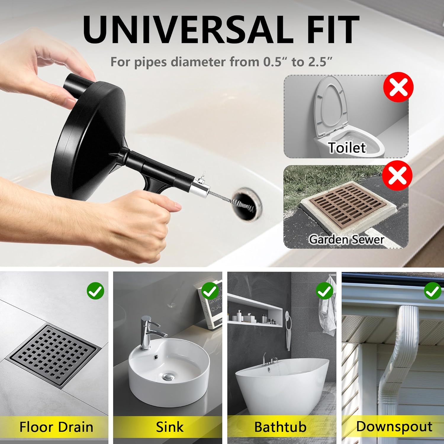 Drain Auger 25 Ft with Gloves, Plumbing Snake Drain Auger Hair Clog Remover, Heavy Duty Pipe Drain Clog Remover for Bathtub Drain, Bathroom Sink,