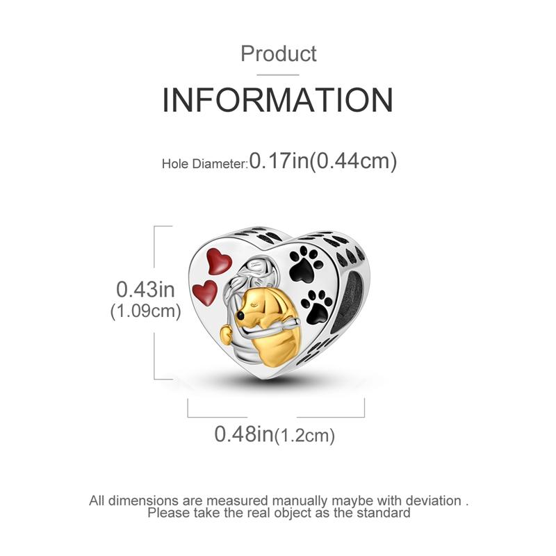 Charms Copper Beautiful Times Dog And Girl Heart Beads Fit Charms Plata Original Bracelet Women Jewellery Making Gifts
