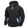 Men's, Loose-fitting, Sweatshirts, Fleece Sweatshirts, Lapels, Hoodies, Casual, Patchwork Sweatshirts, Hooded Jackets