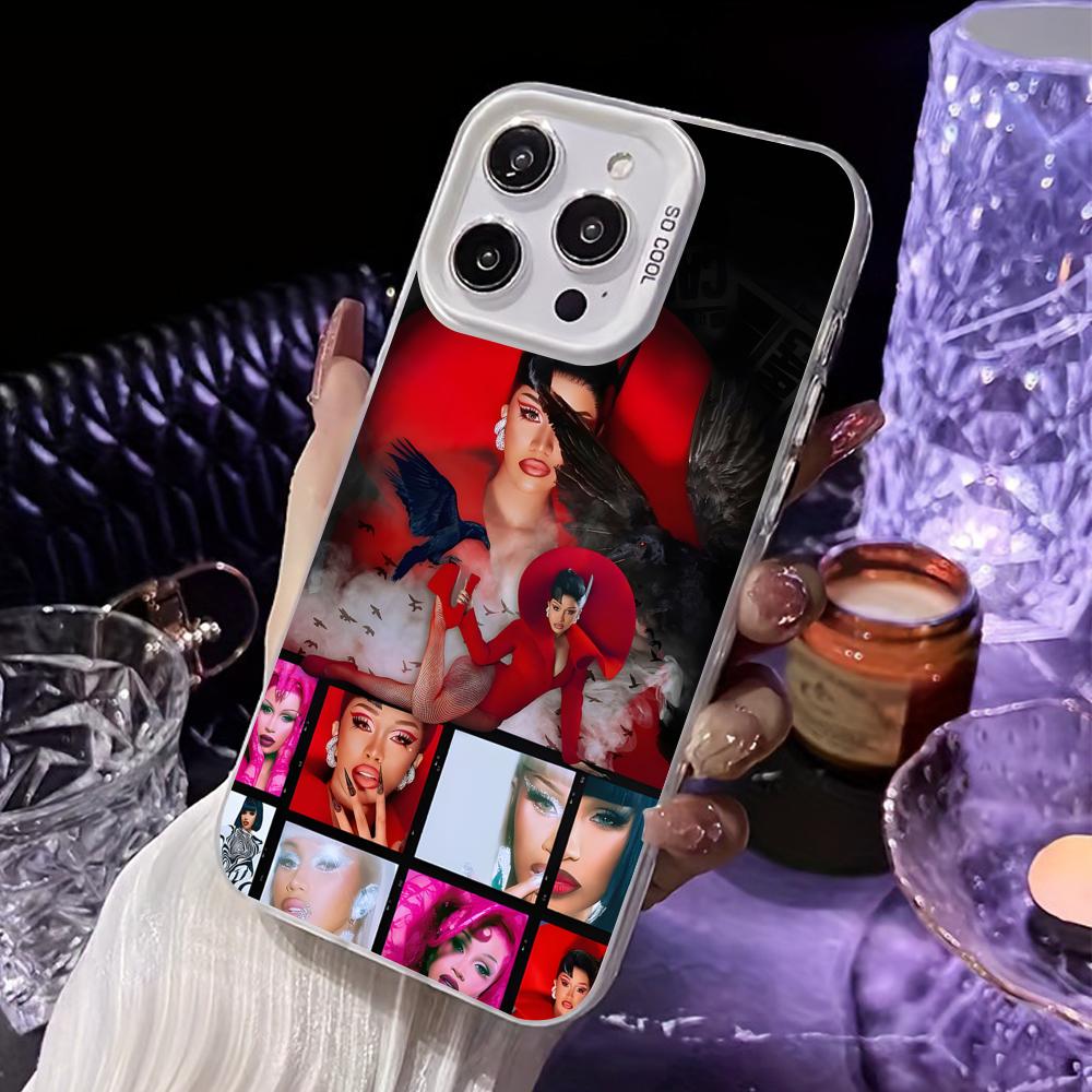 

Cardi B White Translucent Mobile Phone Case for iPhone 17 16 15 14 13 12 11 X XR XS Air Pro Max Plus Colorful Cover iPhone 16 Pro