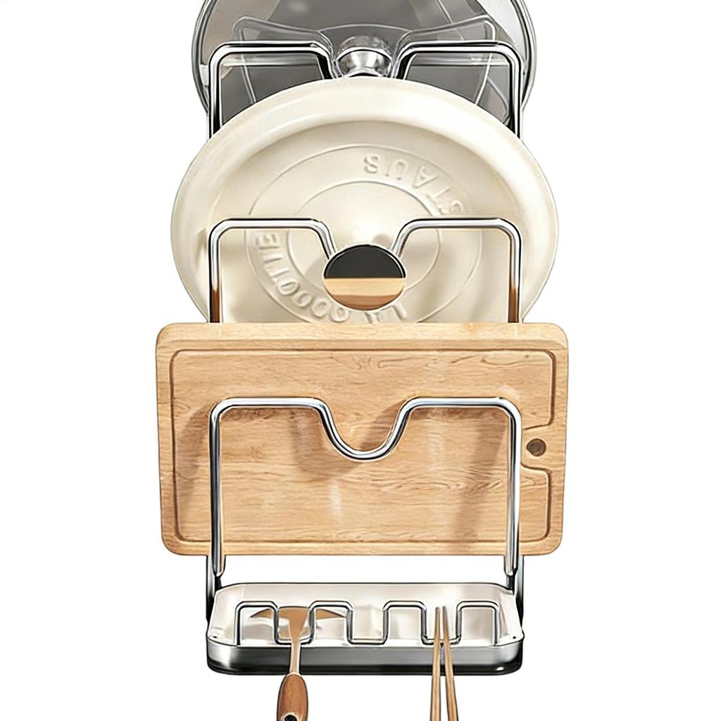 Pan Lid Organizer Stainless Steel Multi Layer Kitchen Storage Rack for Pot Cover Cutting Board Plate Cabinet Countertop