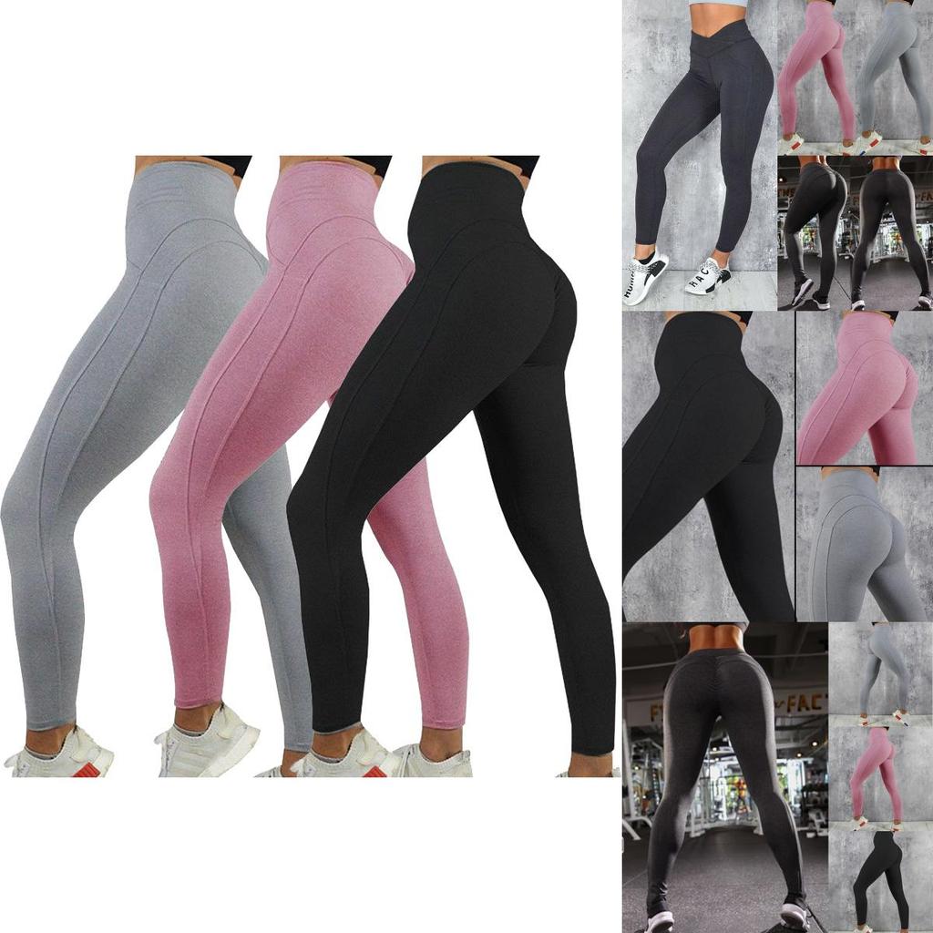 Women High Waist Push Up Yoga Leggings With Elastic Support For Fitness And Running
