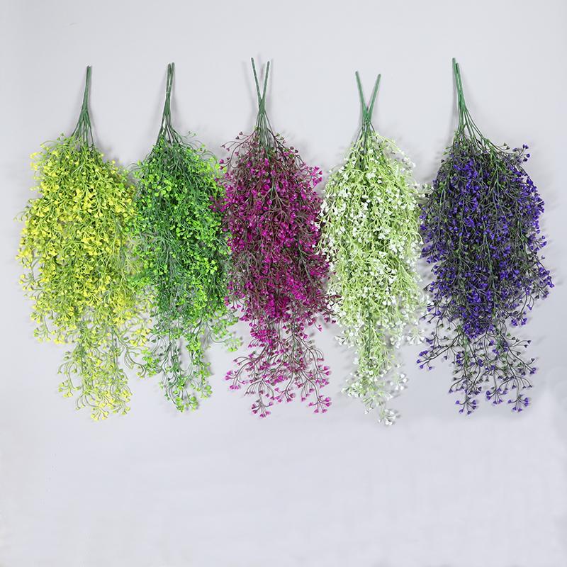 Wall-Mounted Artificial Hanging Vines with Spider Plant in Basket for Living Room Decor