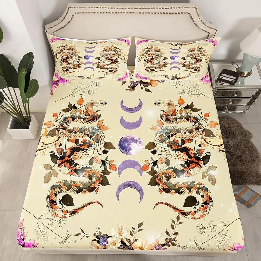 Snake Warm Comforter Cover Set for Children Kids Young Boys Tens Snake Soft Duvet Cover Reptile Print Beding Set Animal Comfortable Quilt Cover Beding