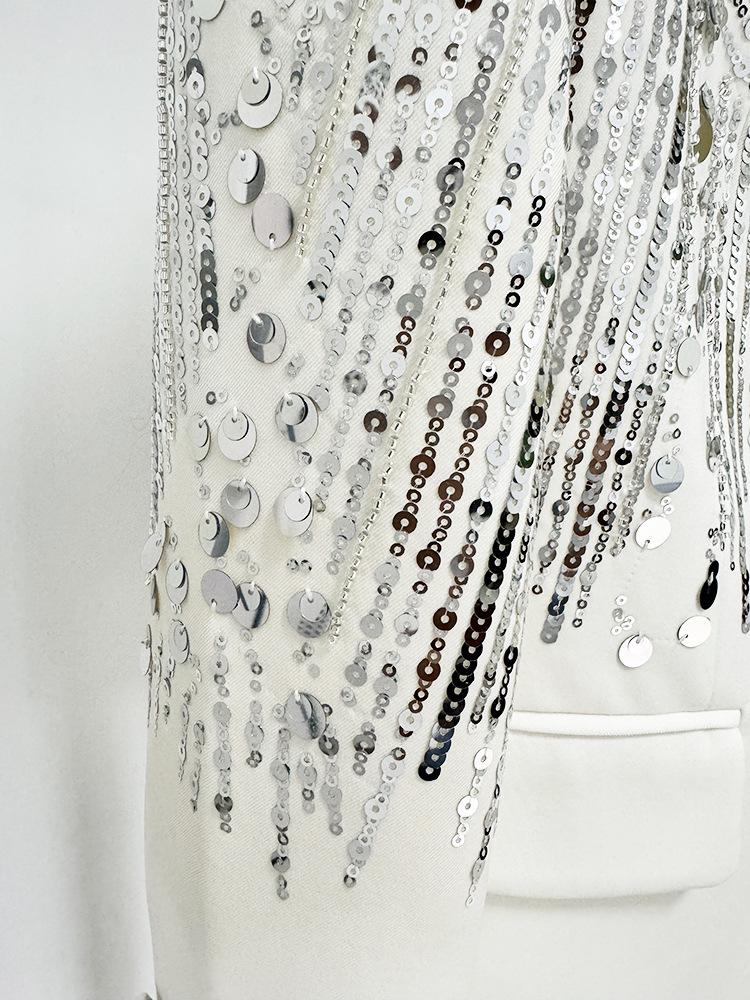 Skladem 2025 Evropská a americká celebrita Móda Korálkový flitrovaný vyšívaný oblek a kalhoty set