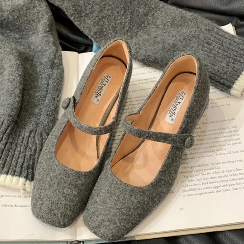 

Fashion Women s Fashion Low Heel Shoes Spring New Square Head Shallow Mouth Suede Diamond Buckle Non-slip Low Top Shoes 40 серый