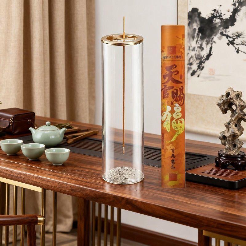 Inverted Glass & Metal Incense Burner – Ash-Proof Aromatherapy Holder for Home Decoration