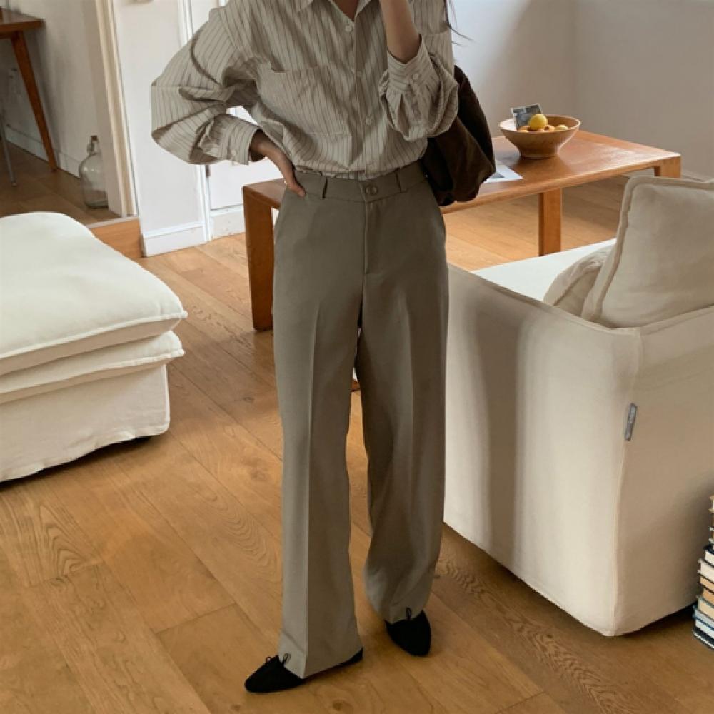 New Arrivals Open Run Women Semi Wide Slacks With Elastic Band