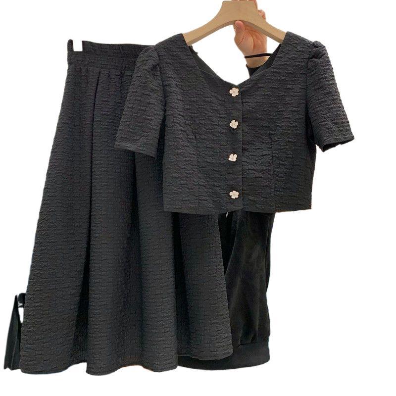 Plus Size Women's 2026 Summer Slimming Skirt and Top Set - Stylish Little Fragrance Design