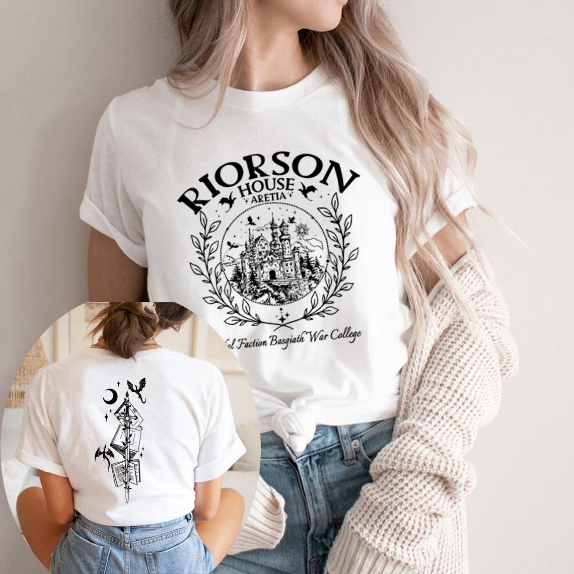 

Футболки Riorson House, винтажная рубашка Fourth Wing, унисекс, футболка с коротким рукавом, книжные подарки, ретро-футболка Rider, женская одежда XXL белый